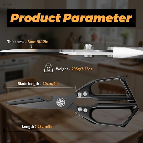 Kitchen Scissors for Food Japanese Shear - 2 PCS Poultry Shears, All Purpose Heavy Duty for Chicken, Meat, Quail, Fish, Turkey, Vegetables, Stainless Steel Cooking Scissors, Dishwasher Safe - Image 4