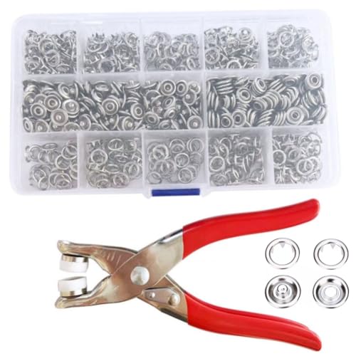 Jindizi 200 Pairs Metal Snap Buttons Kit, Prong Snaps Buttons with Fastener Pliers Press Tool, DIY Sewing Button Set for Garment Sewing and Crafts