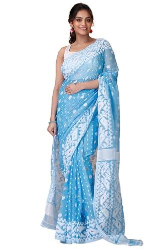 Image of OISHANI SAREE GHOR Women's Traditional Bengal Cotton Silk Soft Jamdani Saree - Beautiful design and Quality - Without Blouse Piece
