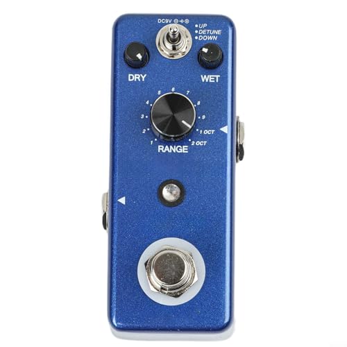 Rowin LEF-3807 Guitar Harmonizer Pedal Digital Pitch Shifter Effect with Detune Mode Polyphonic Voice Chorus True Bypass Zinc Alloy Shell for Electric Guitar BLUEs
