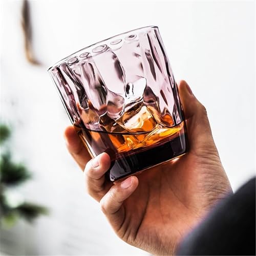LJHFG63KUYT Szklane szklanki do picia kolorowe diamenty, żaroodporne szklanki typu highball, kubki na wodę, mleko, sok, piwo, koktajle i wino do soków (fioletowy, duży)