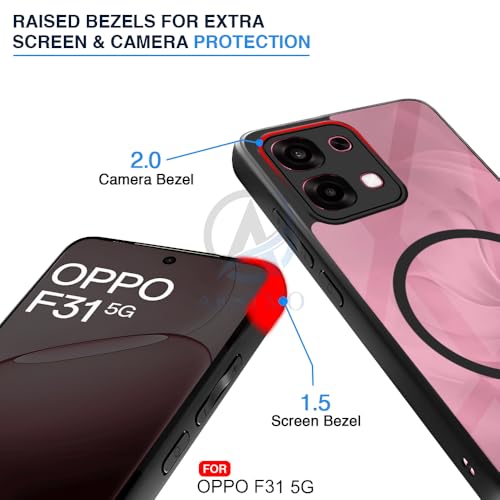 Image of AESTMO Oppo F31 / F33 5G Back Cover | 360 Protection | Crystal Clear Hard Back Transparent | Compatible with MagSafe Accessories (PC+TPU, Black Bumper)