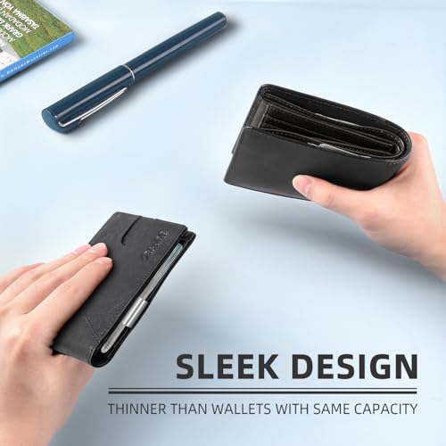 Image of Zitahli Slim Wallet for Men,RFID Blocking Leather Bifold with Money Clip | Minimalist Front Pocket Design, Holds 12 Cards, RFID Protection, Gifts for Men on Birthdays, Father's Day, and Christmas