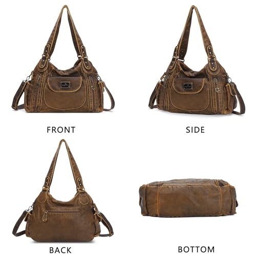 Image of Angel Kiss Purses for Women, Large Shoulder Bag Hobo Tote Purse Mutipocket Faux Leather Satchel Hobo Purse