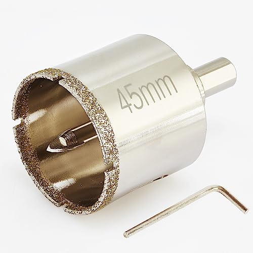 1 3/4 Inch Diamond Hole Saw with Pilot Bit, 1.75"/45mm Tile Hole Saw with Center Drill Bit for Marble, Granite, Ceramics, Porcelain Tiles, 1-1/2" Depth of Cut for Thick Countertops