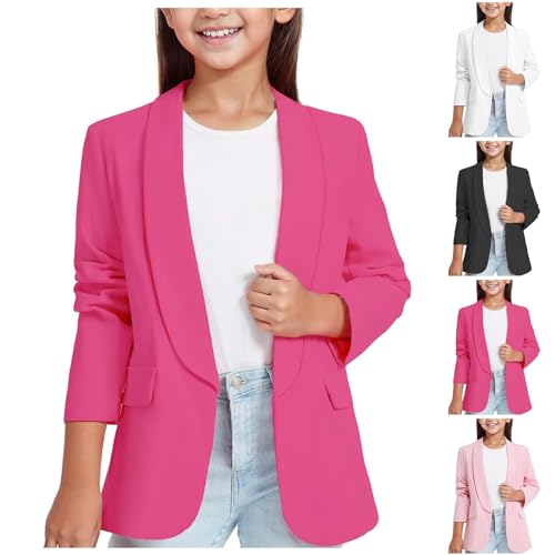 Girls Blazer Suit Long Sleeve Y2K Shawl Collar Formal Blazers Jacket Open Front Inner Pocket for Kids