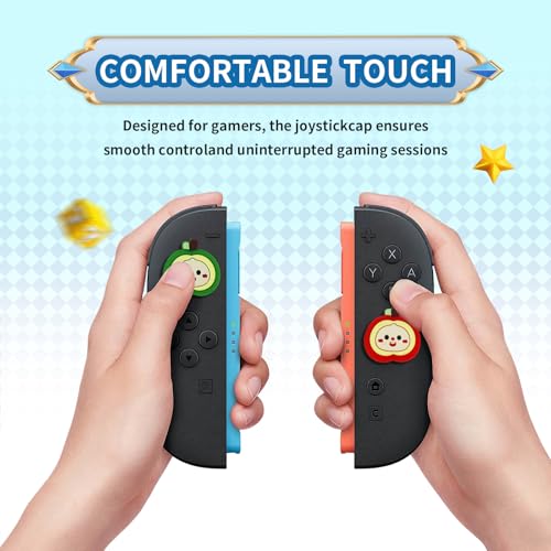 Image of PERFECTSIGHT Cute Apple Switch 2 Joycon Thumb Grips Caps, 4 PCS Switch2 Kawaii 3D Silicone Analog Thumbstick Button Cover for NS Switch 2 Joystick Caps