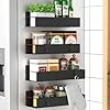 HuggieGems – Organizador magnético de almacenamiento de especias de metal para refrigerador y horno, paquete de 4, color negro