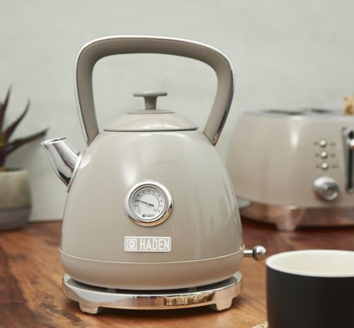 Haden Bristol Electric Kettle - Sleek Rapid-Boil Stainless Steel Electric Kettle with Spacious 1.7 Litre Capacity, Concealed Heating Element, Rotational Base, Innovative Safety Features, Putty
