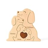 Wooden Dogs Family Puzzle, Personalized Puzzles with 2–5 Names, Father's Day Personalized Gifts for Mom Dad Kids Teen Boys Girls Grandma, Toddler Men Mother's Day Birthday