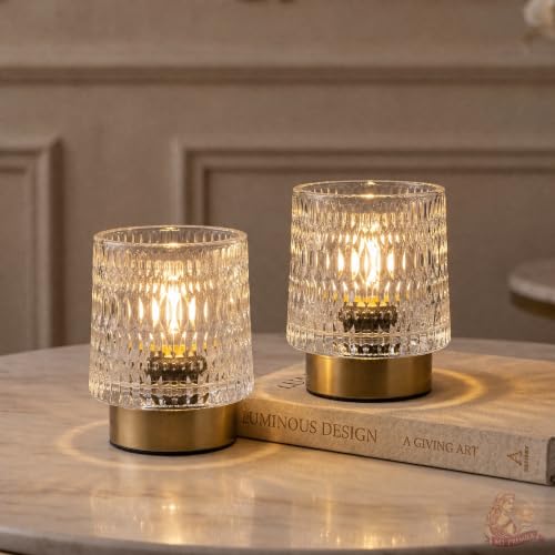 MJ PREMIER Battery Operated Lamp,Small Cordless Lamp with Timer, Clear-04