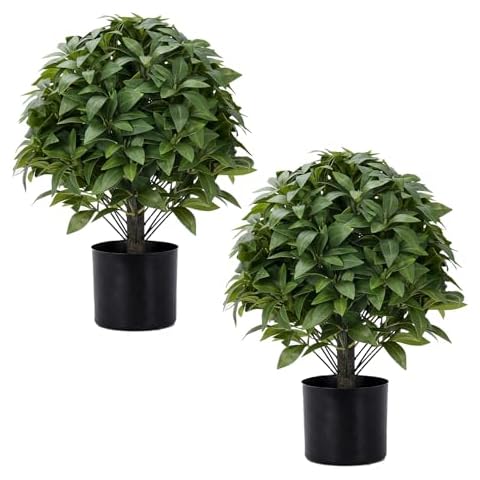 20" Outdoor Evergreens in Outdoor Faux Boxwood Artificial Shrub Potted Plant for Indoor Porch of Home and Office 2 Pieces a Set Topiary Trees Cover
