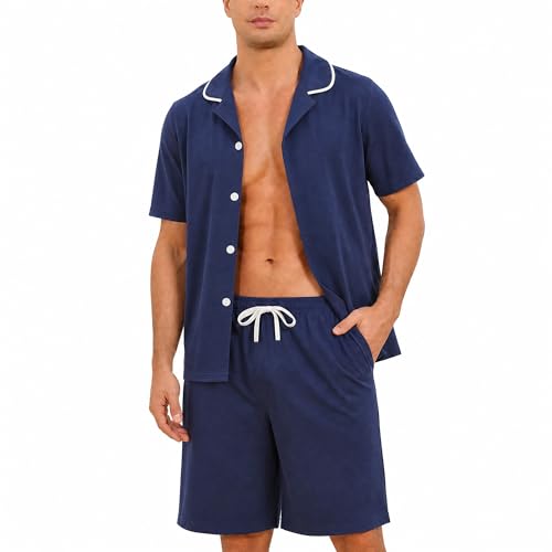 Vulcanodon - Vulcanodon Mens Cotton Pajama Set - Short Sleeve Button Down Sleepwear Pjs - Best Deal on Amazon