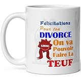 ❤️ TOUJOURS SOUS LA MAIN : Ce mug félicitations divorce servira aussi bien pour un bon café comme un bon chocolat avec des céréales, il servira aussi de grog ou pour boire une bonne soupe ou un thé ou une camomille
