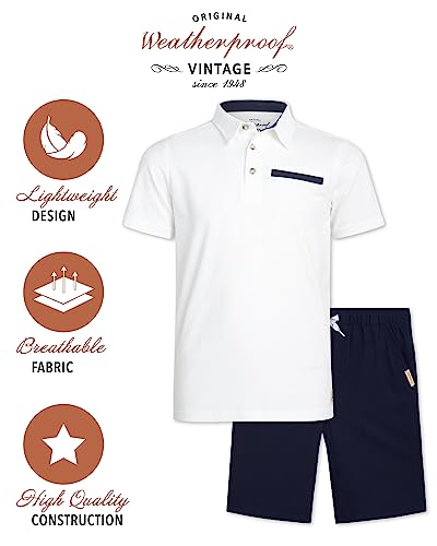 Image of Weatherproof Vintage Boys' Shorts Set - 2 Piece Short-Sleeve Polo Shirt and Tech Shorts (Size: 2T-8)