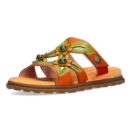 LAURA VITA Mules en Cuir pour Femmes Brownieo 01, Pointure:39 EU, La Couleur:Orange