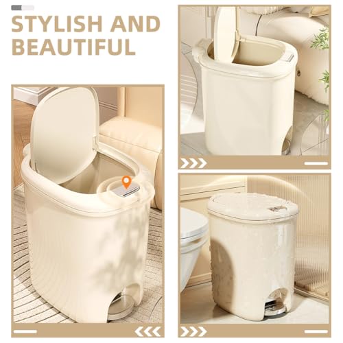 Bote de basura con pedal crema 2L para cocina y dormitorio miniatura 6