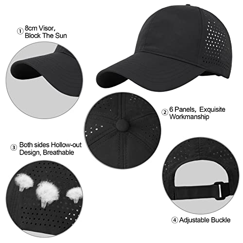 Enwokran Men Quick Dry Sport Baseball Cap, Men's Athletic Fitted Cap Lightweight Mesh Adjustable Plain Hat Running Trucker Hat For Men Women (Black) #TOP2
