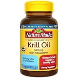 Nature Made Superior Absorption Krill Oil 500mg with Astaxanthin and Phospholipids, Omega 3 for Heart Health Support, Antarctic Krill Oil, 100 Softgels, 100 Day Supply