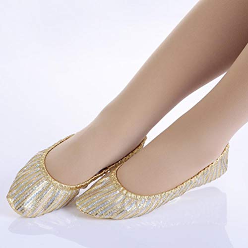 SUPVOX Pantufas de couro bailarina para mulheres e meninas (tamanho G)