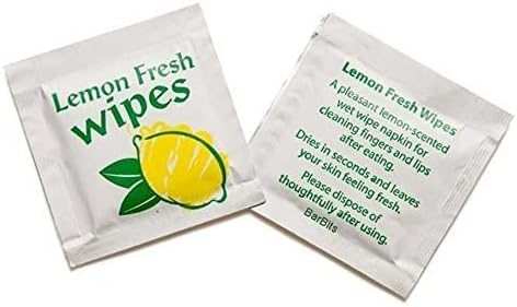 Pack of 100 Lemon Scented Wet Hand Wipes Individually Wrapped