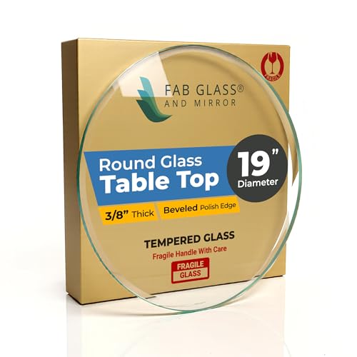 19 Inch Round Tempered Flat Polished Edge Glass Table Top 3-8” Thick Round Glass Table Top Heavy Duty, Dining, Coffee, and Office Tables by Fab Glass and Mirror