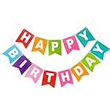 jijAcraft Happy Birthday Girlande Banner Bunt Geburtstag Deco aus Papierkarte, für Geburtstagsfeier Dekoration Kinder und Erwachsene
