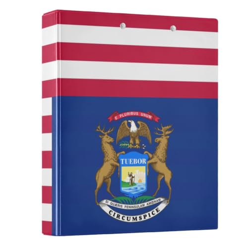 Classeur thématique drapeau Michigan 3,8 cm idéal pour le bureau et les cours