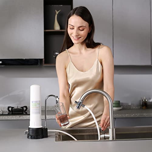 Countertop Water Filter,Fachioo 4-Stage Counter Top Water Filtration System With Washable Filter Element,Nsf/Ansi 42 & 53 Certified,8000 Gallons,Reduces Heavy Metals, Bad Taste And Up 99% Of Chlorine #TOP7
