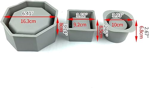 Miniatura 4 de appuivbt Molde de resina para macetas de silicona, molde de maceta suculenta moldes de cemento Molde de arcilla de hormigón, cuadradoredondooctágono
