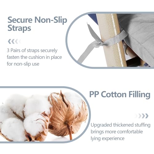 iMounTEK Lounge Chair Cushions, 67in Soft Thicken Patio Chaise Lounge Cushions Rocking Chair Recliner Pad with Ties, Zero Gravity Lounge Chaise Chair Cushion for Outdoor Indoor Furniture(pro Black) - Image 6