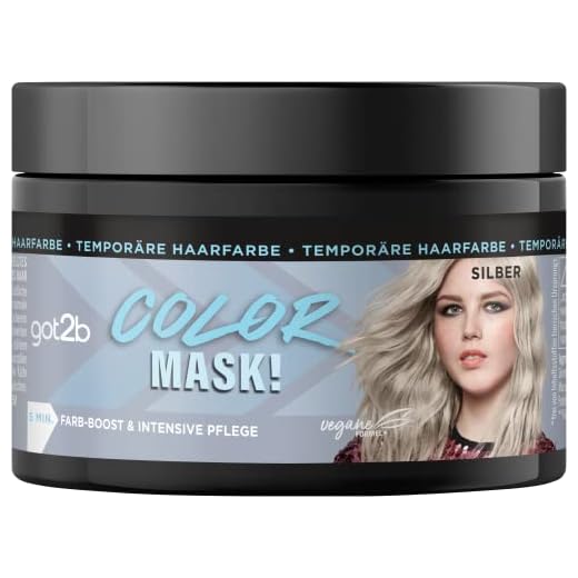 got2b Color Mask! Silber (150 ml), temporäre Haarfarbe für Farb-Boost & intensive Pflege in nur 5 Minuten, auswaschbare Haarfarbe mit pflegendem Kokos-Öl