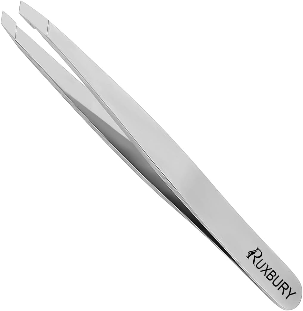 Ruxbury Tweezers Professional Slanted Tweezer for Facial Hair Women