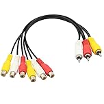 GELRHONR RCA Splitter AV Cable, 3-in-1 RCA Male to 6 Female Composite Audio Video Cable for TV, DVD, Set-Top Box - 12 Inch