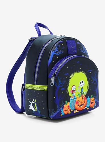 Loungefly The Nightmare Before Christmas Jack & Sally Pumpkins Mini Backpack BLACK NONE2