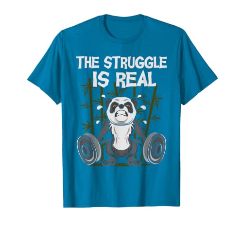The Struggle is Real - Weightlifting Panda Bear Fitness Gym T-Shirt, Men, Sapphire Blue, Small