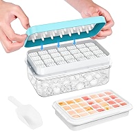 PHINOX Ice Cube Tray with Lid and Bin, 3 Pack Plastic Ice Cube