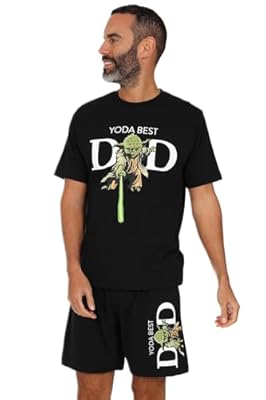 Star Wars Yoda Best Dad - Conjunto de pijama corto para hombre, Negro, L | Ya disponible en tu tienda friki favorita! En mundofriki.es!
