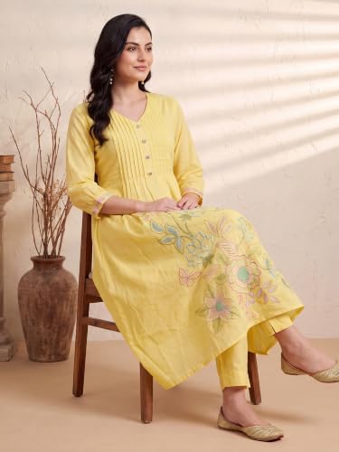 Image of INDO ERA Women's Cotton Ethnic Co-Ord Set | Kurta Pant Set | Stylish Cotton Suit Set for Women,11685 | Co Ord Set For Women Stylish |