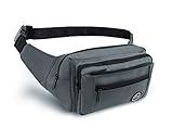 ZADSON Große Bauchtasche - Praktische Gürteltasche für Reise Sport und Freizeit - Hüfttasche für Damen und Herren mit Diebstahlschutz und Geheimfach in Schwarz Grau Rot Grün (Grau)