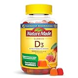Nature Made Vitamin D3 5000 IU Per Serving Gummies Extra Strength, Bone and Immune Health Support, 80 Vitamin D Gummies for Adults, 40 Day Supply