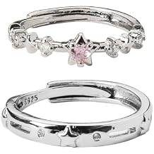 YangQian Matching Couple Gifts for Him Her Anniversary Birthday Gifts for Girlfriend Bf Husband Wife Adjustable Couple Rings Gifts