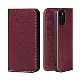 HANATORA for iPhone 14 ケース 手帳型 レザー ワインレッド PH-14-WineRed