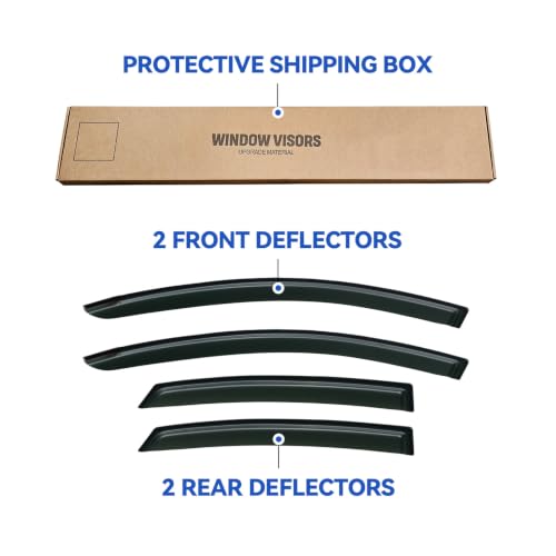 Image of Window Visors Rain Guards for 2007 2008 2009 2010 Hyundai Elantra, Out-Channel Window Vent Wind Deflectors Visors Shades for 07 08 09 10 Elantra