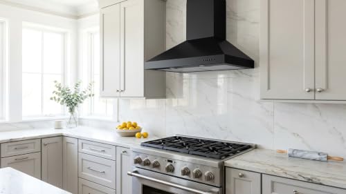 Image of Hauslane Wall Mounted Range Hood 30 inch Convertible Hood 350-750 CFM Base