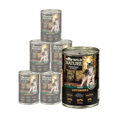 Dehner Wild Nature Hundefutter Adult, Unterholz, 6 x 400 g (2,4 kg)