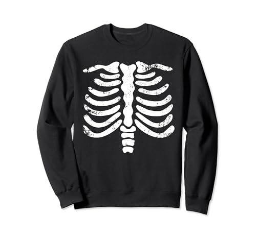 Costume de fête d'Halloween vintage rétro poitrine squelette Sweatshirt