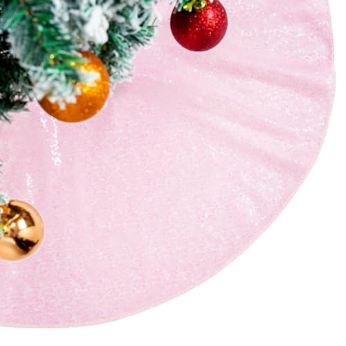 PartyDelight Christmas Tree Skirt Pink Sequin 36 Inch