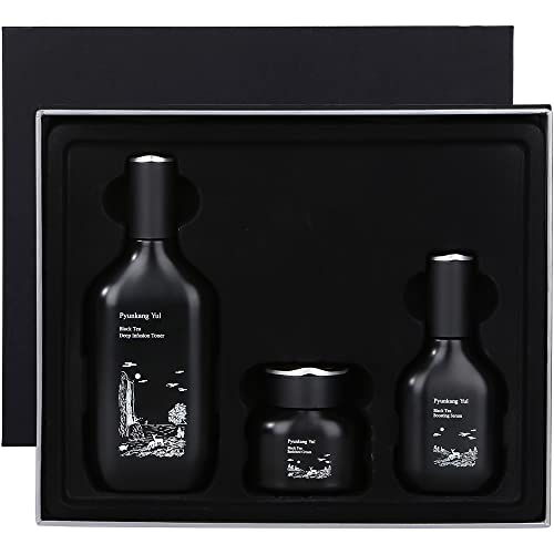 Pyunkang Yul Black Tea Line Gift Box Set - Korean Fermented Skincare for Daily Moisturizing, Luxury Premium High-end Toner, Serum, Cream| Revitalizing, Elasticity Boosting, Nourishing Facial Set