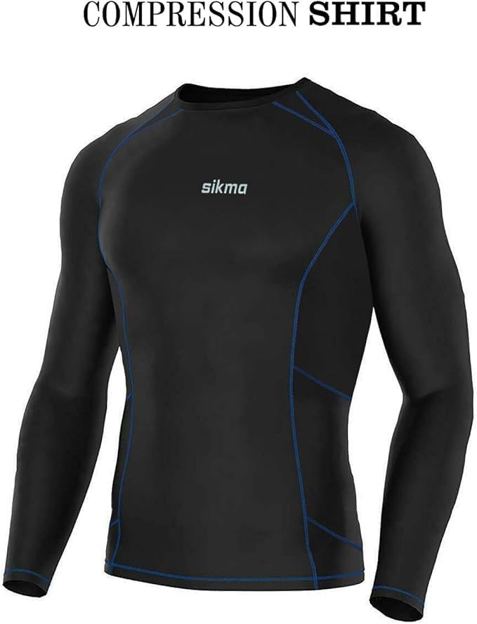 Sikma Men's & Boys' Compression Full Sleeve Base Layer Skin Fit Thermal Under Shirt for Gym, Running & Fitness